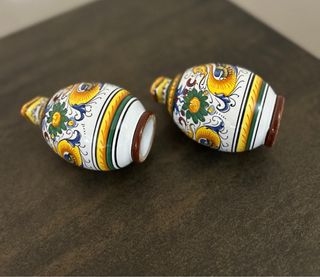 Set Olio Aceto Ceramica Vintage Decorato