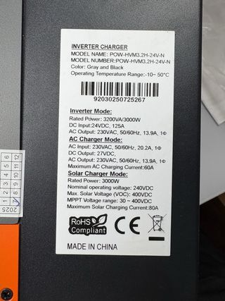 Inversor Solar Híbrido NUEVO 3200W 24V