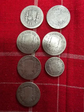 7 Monedas Antiguas de Plata
