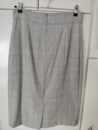 Falda Tintoretto cuadros gris y blanco