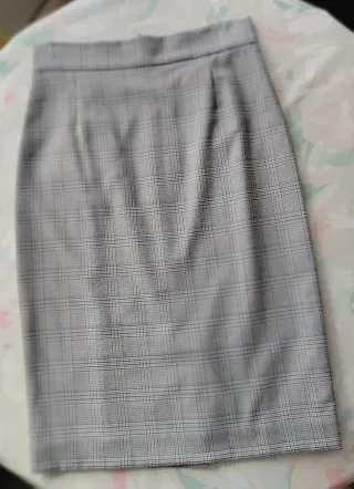 Falda Tintoretto cuadros gris y blanco