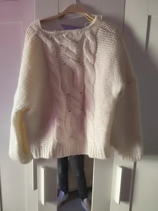 Jersey punto grueso trenzado blanco