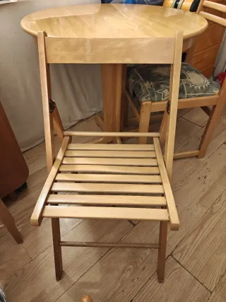 Mesa camilla extensible madera, 3 sillas incluidas
