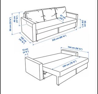 Divano letto a 3 posti IKEA FRIHETEN Nero