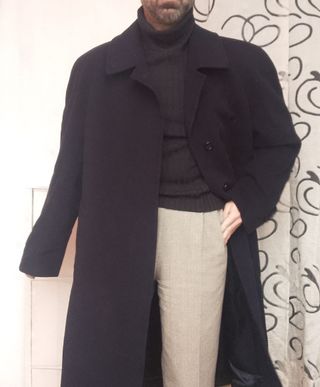 Cappotto Uomo Vintage Blu Revedi lana cashmere 50