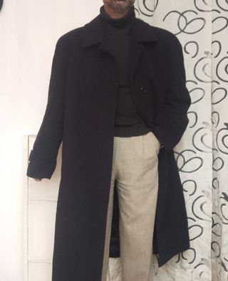 Cappotto Uomo Vintage Blu Revedi lana cashmere 50