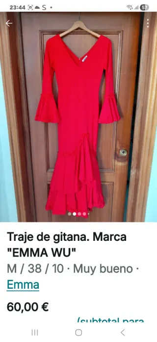 Traje de Gitana Rojo EMMA WU Talla M/38