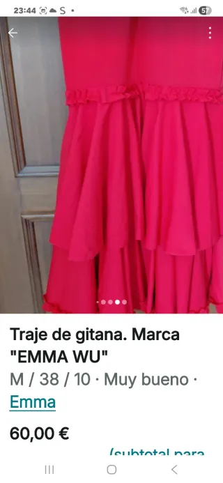Traje de Gitana Rojo EMMA WU Talla M/38