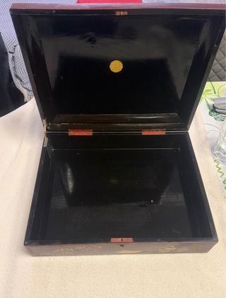 Caja joyero grande vintage lacada estilo oriental