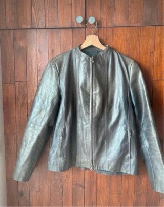 Giacca vera pelle donna grigia tg 44
