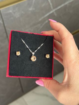 Set gioielli argento 925 zirconi arancio