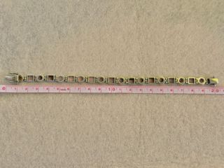 Pulsera Plata con Nácar Rosa Cuadrados y Círculos