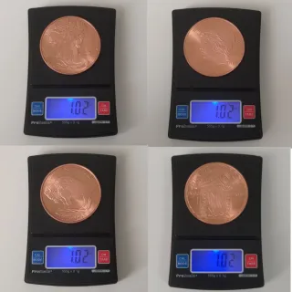 Moneda Cobre puro '999. 1 onza. 4 piezas.