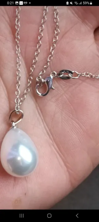 Collar Plata con Perla Blanca