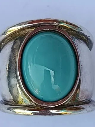 Sortija Plata Turquesa Ovalada.  Nuevo
