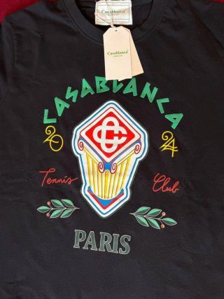 T-shirt Casablanca blu scuro con logo