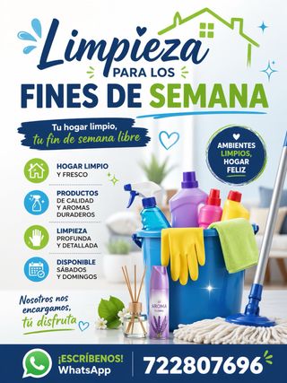 LIMPIEZA A DOMICILIO SOLO LOS FINES DE SEMANA