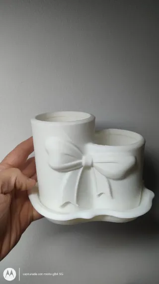 Organizador Maquillaje Blanco con Lazo