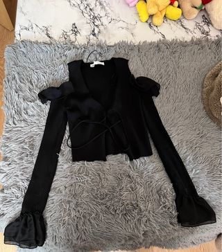 Cardigan Zara Negro Hombros Descubiertos