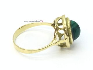 anillo oro 18k con piedra con malaquita