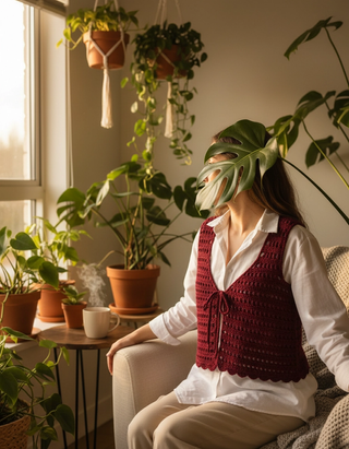 Chaleco de crochet rojo