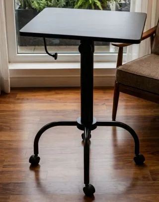 Mesa Auxiliar Elevable Negra con Ruedas