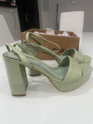 Tacchi verdi 11 cm con tacco 3 cm e piattaforma