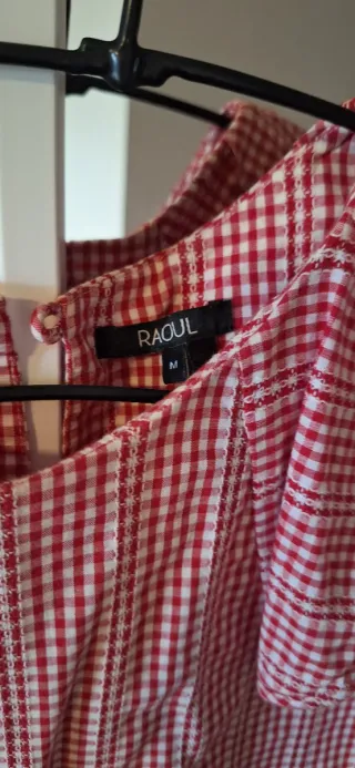 Blusa cuadros rojo y blanco algodón