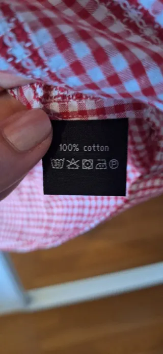 Blusa cuadros rojo y blanco algodón