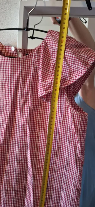 Blusa cuadros rojo y blanco algodón