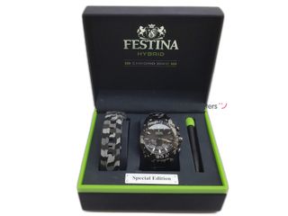 reloj pulsera caballero festina f20545/1 connected hybrid pack doble correa silicona 22cm + acero 18cm