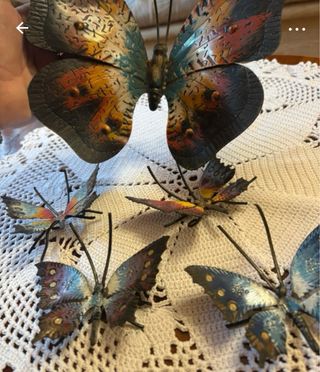 Set 5 Farfalle Vintage Metallo Arte Murale