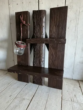 Estantería rústica madera y cristal