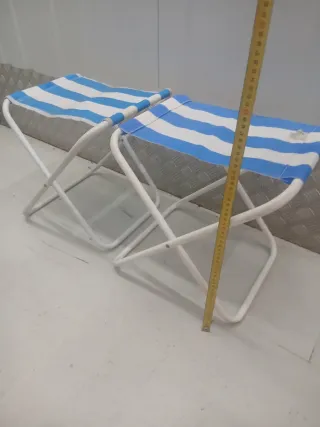 2 Sillas Plegables Rayas Azul Blanco