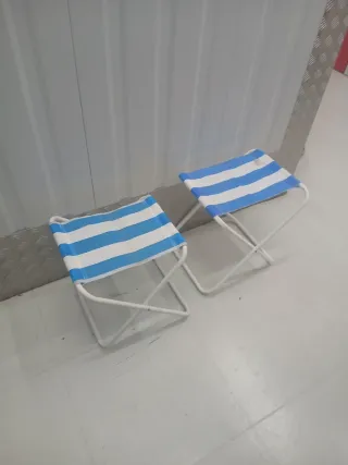 2 Sillas Plegables Rayas Azul Blanco