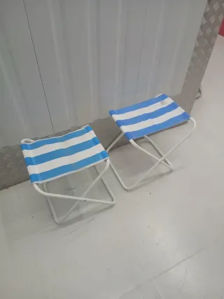 2 Sillas Plegables Rayas Azul Blanco