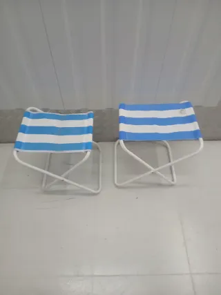 2 Sillas Plegables Rayas Azul Blanco