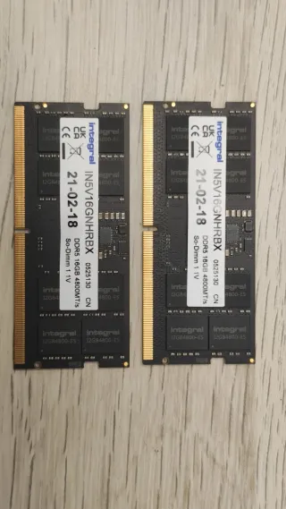 2x 16GB DDR5 SODIMM RAM 4800MT/s Integral