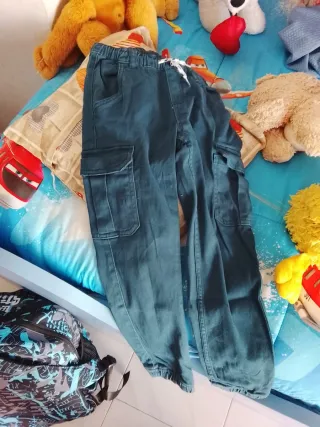 Pantaloni cargo bambino blu 5 6 anni