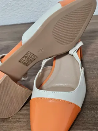Sandalias Naranja y Blanco Tira Tobillo