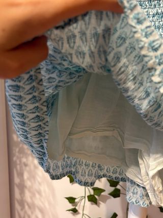 Falda pantalón azul celeste volantes