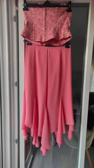 Vestido fiesta dos piezas rosa