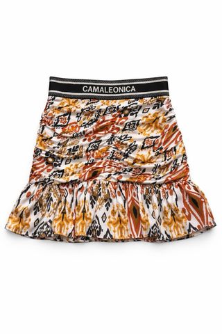 Falda étnica tonos cálidos y con fruncido