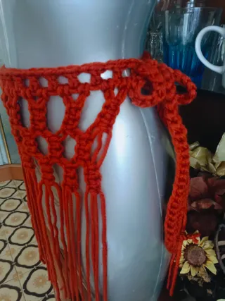 Falda macramé naranja quemado ajustable