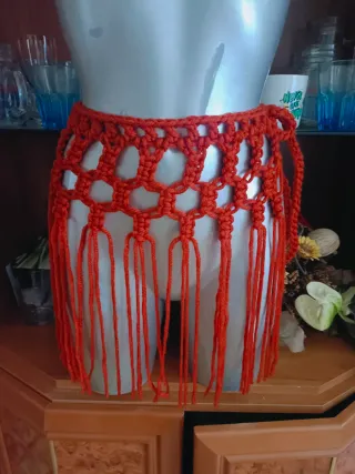 Falda macramé naranja quemado ajustable