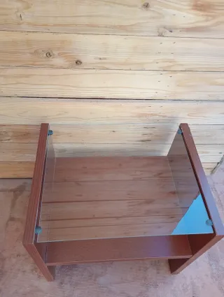 Mesa auxiliar madera y cristal