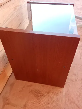 Mesa auxiliar madera y cristal