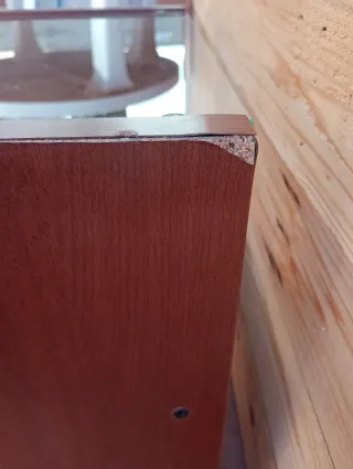 Mesa auxiliar madera y cristal