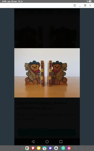 Sujetalibros Infantiles Osos Madera Policromada