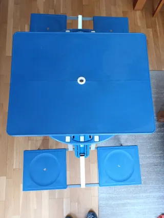 Mesa Picnic Plegable Azul y Plata